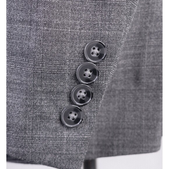 Calvin Klein SLIM Mens 40R Gray Plaid Wool 2-Pcs Suit With Dress Pants 32X27 - Picture 7 of 16